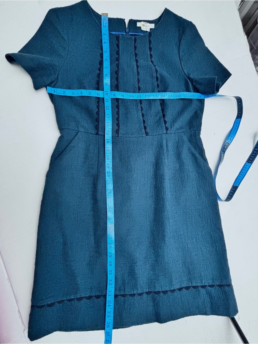Boden Jane Shift Dress Dark Teal Short Sleeve Cotton Shift Dress Large 12 - Picture 11 of 13